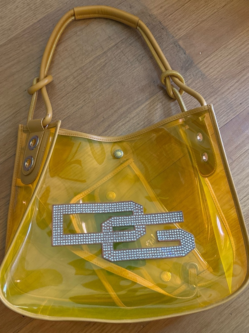 Dolce & Gabbana Yellow Transparent PVC Shoulder Bag with Crystal Logo
